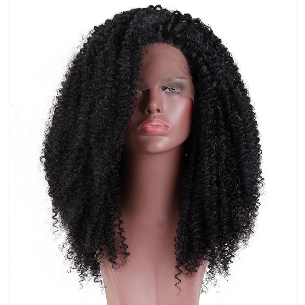 Long Kinky Curly Haircut Synthetic Lace Front Wig % - Bliss Beauty & Glitter
