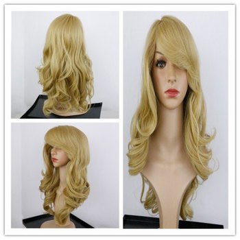 Charming Long Synthetic Blonde Capless Fluffy Wavy Women's Wig