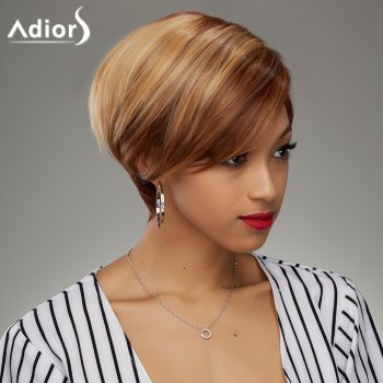Soft Straight Blonde Highlight Synthetic Fashion Short Haircut Wig