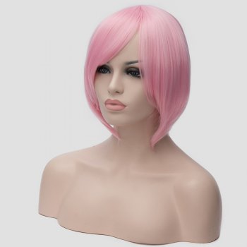 Fashion Side Bang Synthetic Bob Style Short Pink Straight Haruno Sakura Cosplay Wig