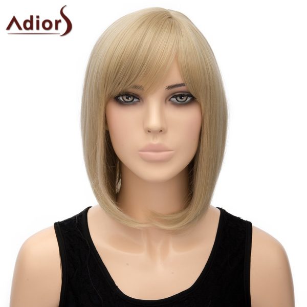 Bob Style Short Heat Resistant Fiber Noble Straight Light Blonde Capless Adiors Wig For Women